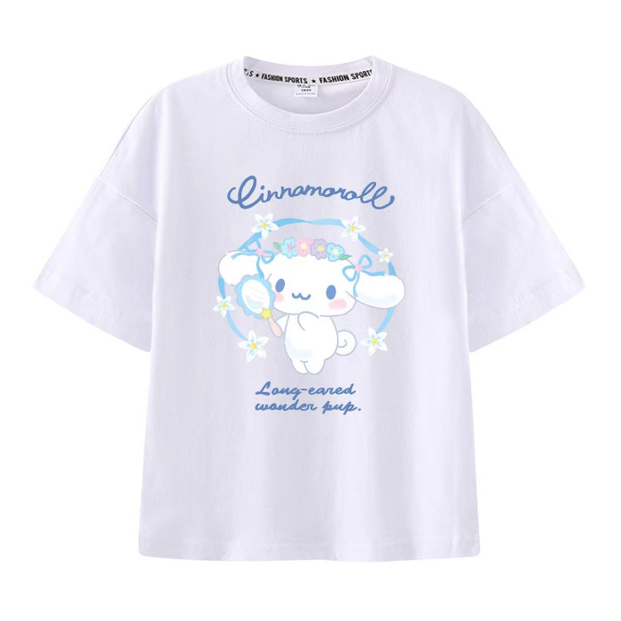 Kulomi Mereti Camiseta de manga corta para niñas 2025 Verano Yugui Dog Co-marca dulce ropa casual de algodón para niños