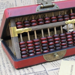 Antique 9-file Beech Abacus Send English Instructions Retro Gift Nostalgic Abacus Classic Gift with Wooden Box