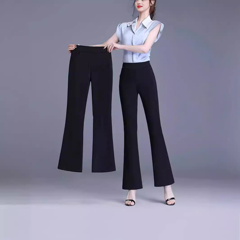 2024 Spring and Autumn New Arrival Cropped Flared Pants Women's High Waist Dipped All-match Suit Pants Stretch Short Bottoming Pants