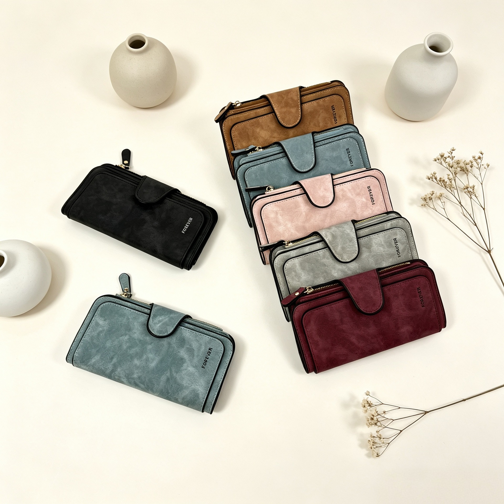 Cross-border bestseller: Long women's wallet with clasp, coin purse, multi-color card slots, phone pouch, clutch bag, card holder, large capacity