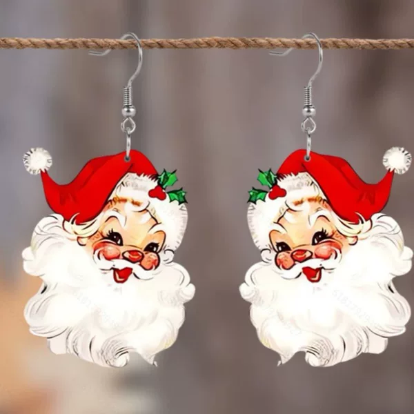 Cross-border Europe and America Cute Santa Claus Acrylic Pendant Earrings-Christmas and Thanksgiving Gift