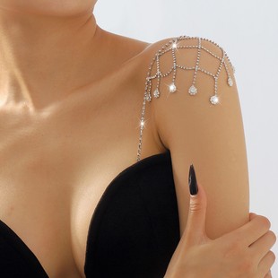 European and American Cut Out Flash Diamond Tassel Shoulder Chain Wedding Rhinestone Fashion Sexy Claw Chain Water Drop Pendant Elegant Body Chain