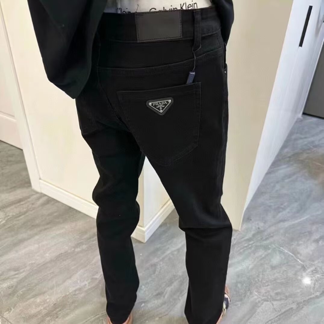 American High Street Jeans, Handsome Boy, Black Slim Casual Pants for Men, 2025 Trendy Versatile Light Luxury Trousers
