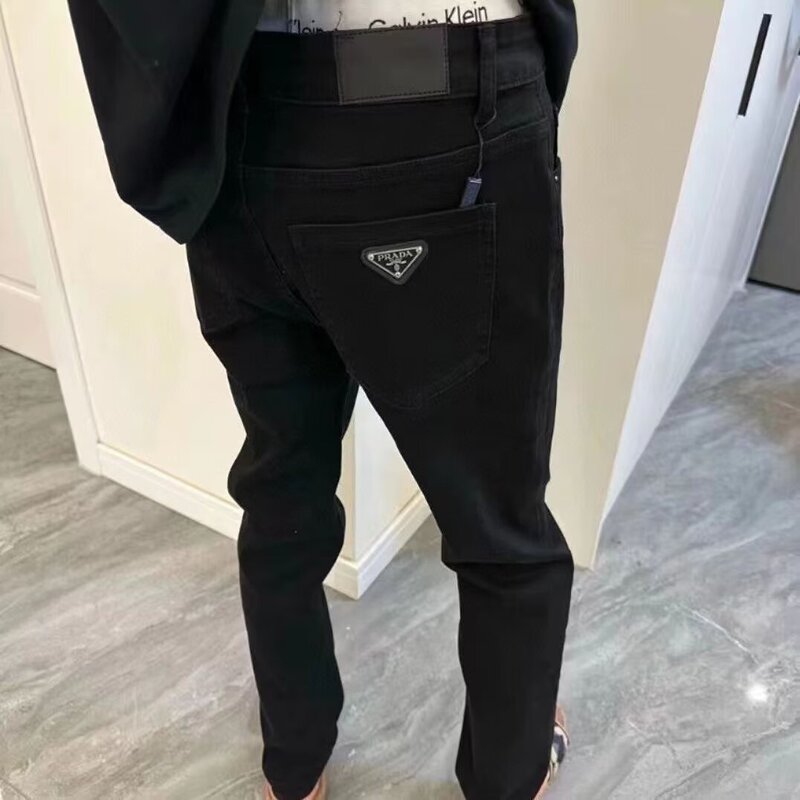 American High Street Jeans, Handsome Boy, Black Slim Casual Pants for Men, 2025 Trendy Versatile Light Luxury Trousers