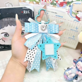 原创手作波点蕾丝钻石蝴蝶结成品包挂古早痛包配饰少女钥匙扣挂饰