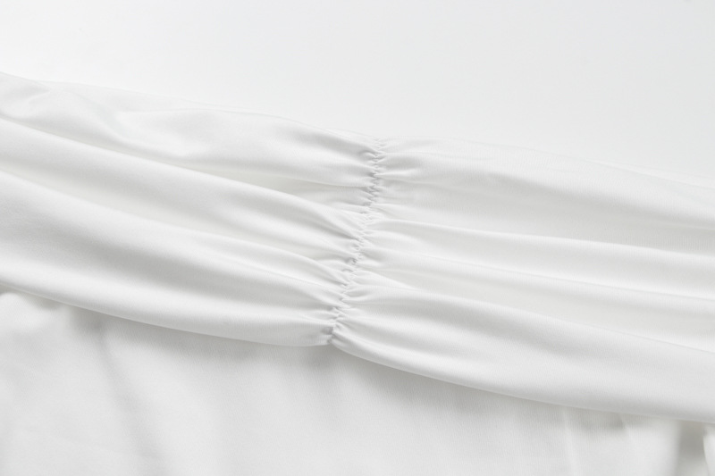 Solid Color Sexy off the Shoulder Maxi Dress Elegant Pleated Long Sleeve Dress Women