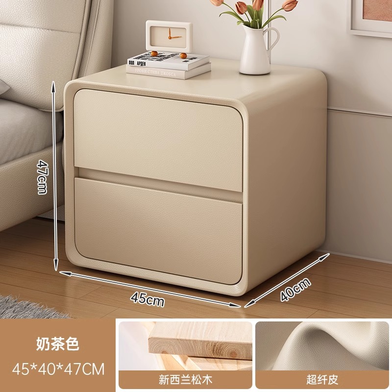 Mesa de cabezal de cama simple y moderna de madera maciza casera de dormitorio armario de almacenamiento de cama lujoso de alta calidad 2024 nuevo estante de almacenamiento