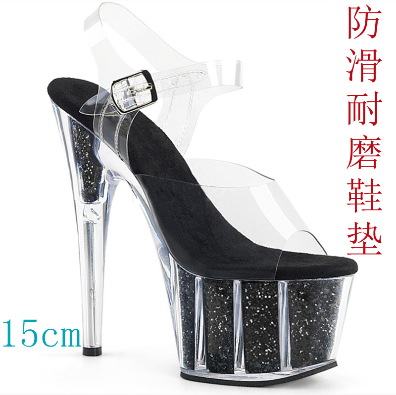 20cm tubo de acero zapatos de tacón antideslizante modelo de desfile zapatos de entrenamiento impermeables especiales de diamante de agua sandalias de cristal transparente image 4