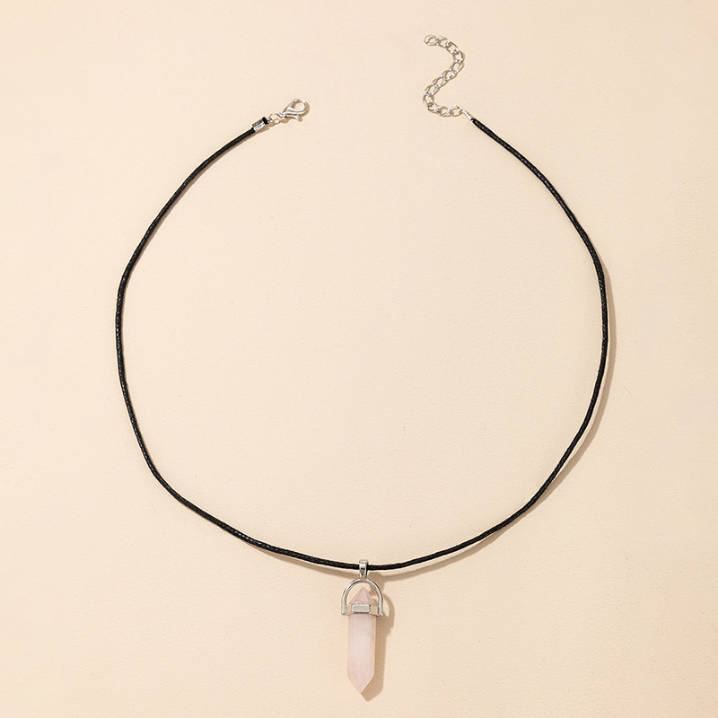 fashion simple hexagonal column crystal stone single-layer necklace wholesale nihaojewelry