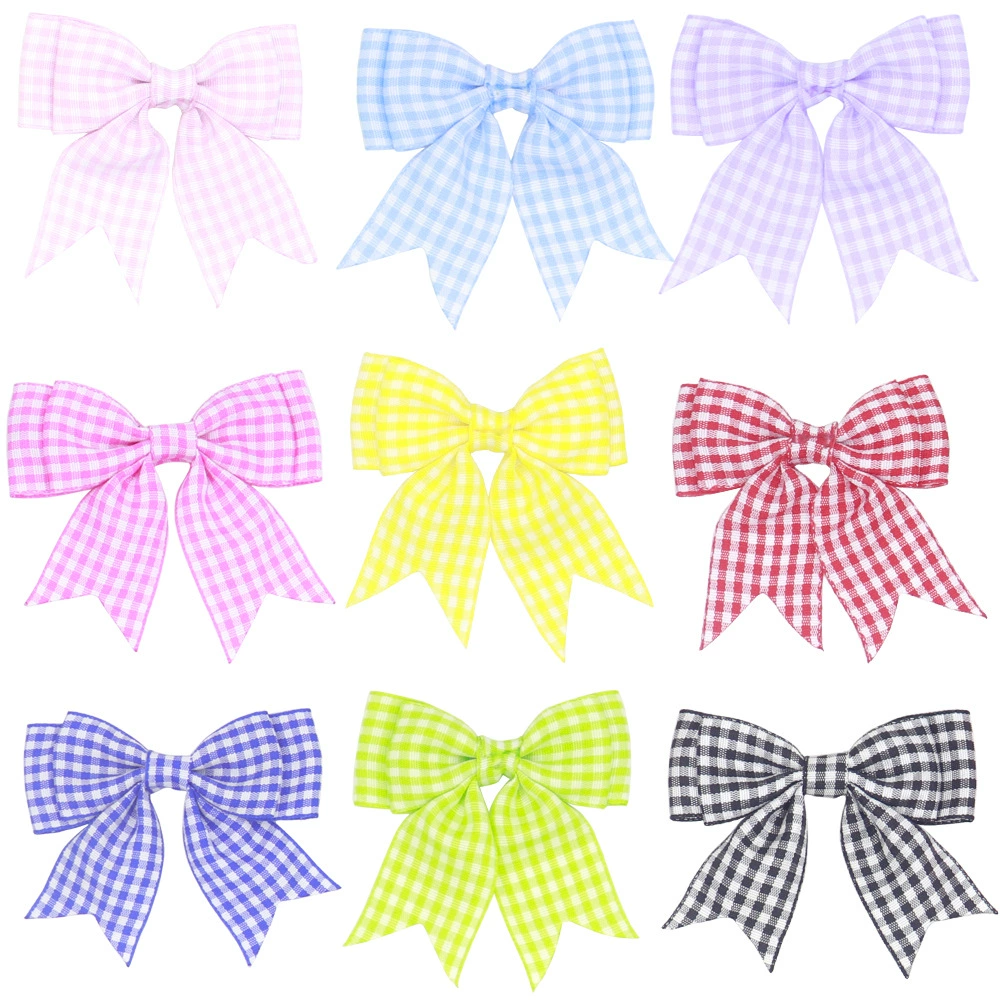 Оптовая продажа: в наличии лента в клетку 2,5 см с двухслойным бантом-«ласточкин хвост» для завязывания на талии, для рукоделия, аксессуаров для волос и материалов для творчества