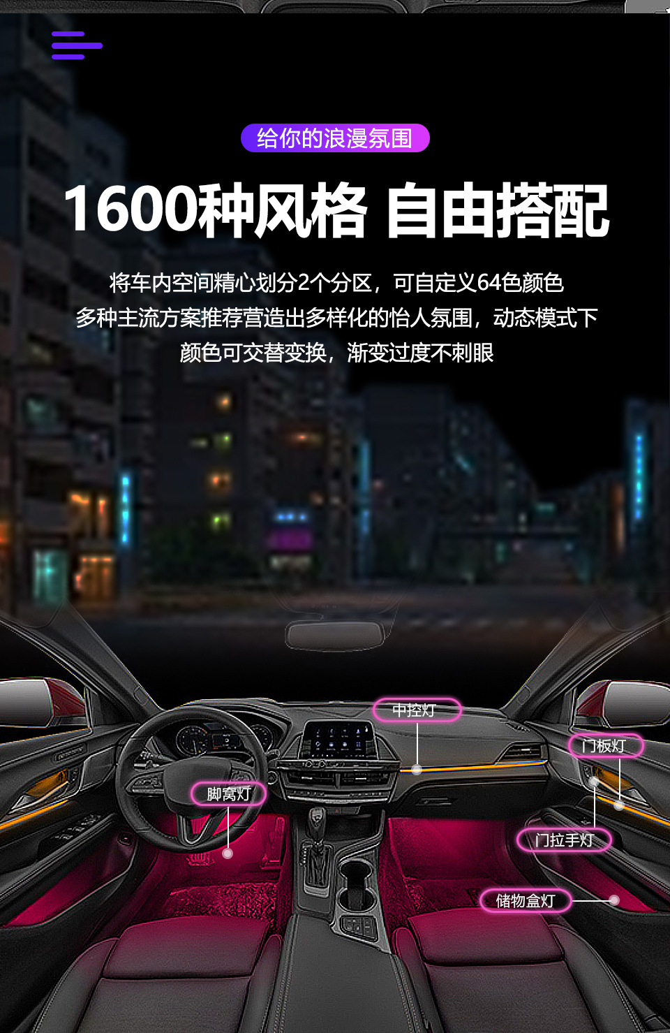 Car atmosphere light for Cadillac CT5/CT4/ATS/XT4/XT5/XT6 atmosphere light Wholesale