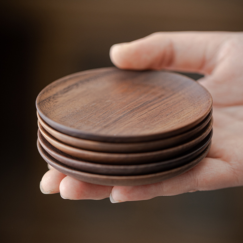 Posavasos de madera de nogal negro bandeja de taza de madera bandeja de té estera de té taza de té almohadilla de aislamiento juego de té de Kung Fu ceremonia del té Accesorios