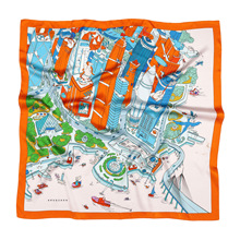 旅游景点景区城市宣传网红打卡纪念礼品地图丝巾定制定做工厂厂家