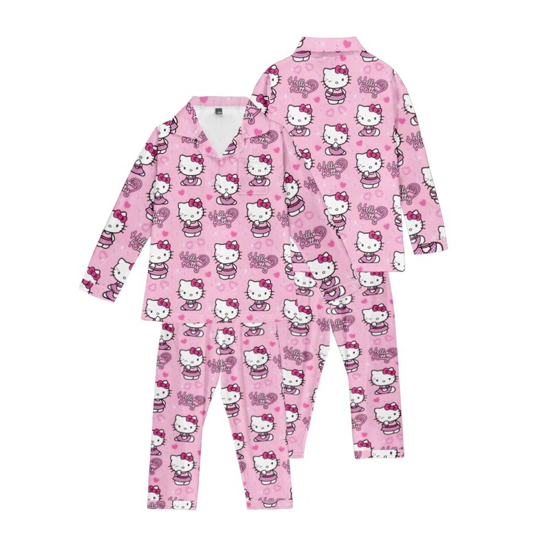 3D New Sanrio Hello Kitty Hello Kitty Trousers Trousers Shirt Pajamas suit Adult Children's Wear
