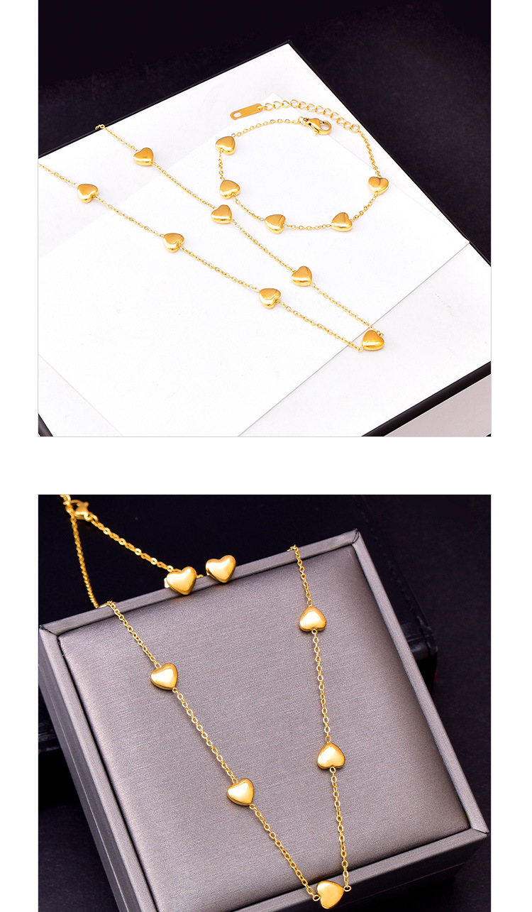 5g Weight Bracelets, Earrings, Necklace Classification Sweet Heart Shape Titanium Steel Plating Bracelets Earrings Necklace