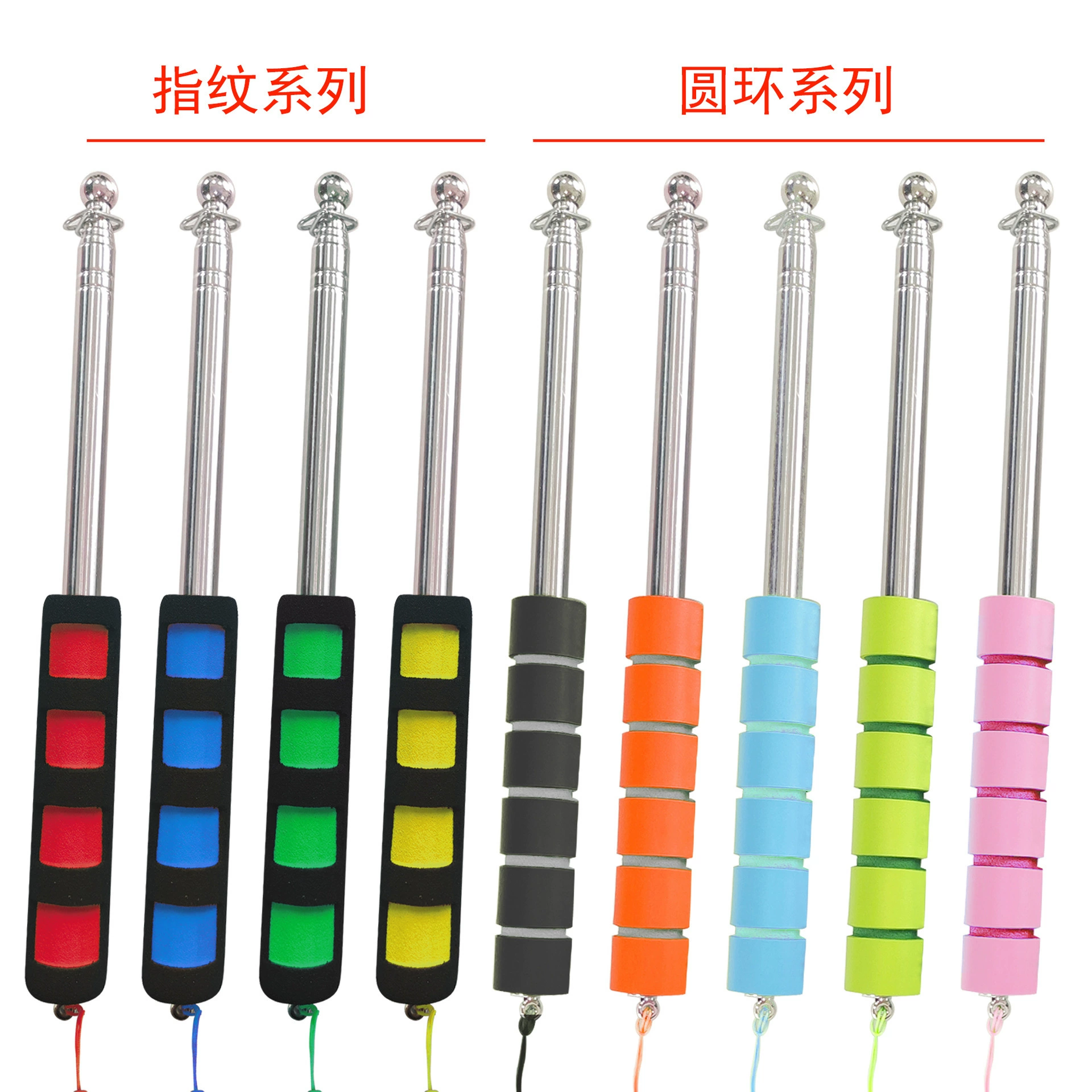 Telescopic bold flagpole hand-crank flagpole stainless steel telescopic teaching whip black telescopic full set of snap buckle Anhui factory