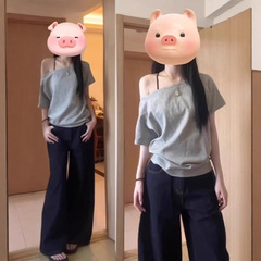 2025 新しいワンショルダーオフショルダーグレー半袖 Tシャツ女性の夏のデザインニッチ気質斜め肩トップ女性