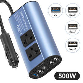 跨境专供 欧标逆变器修正弦波 300/500W车载电源转换器 12V转220V