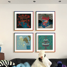 入户门玄关背景墙装饰画中古包豪斯风格高级感艺术2025新款挂画