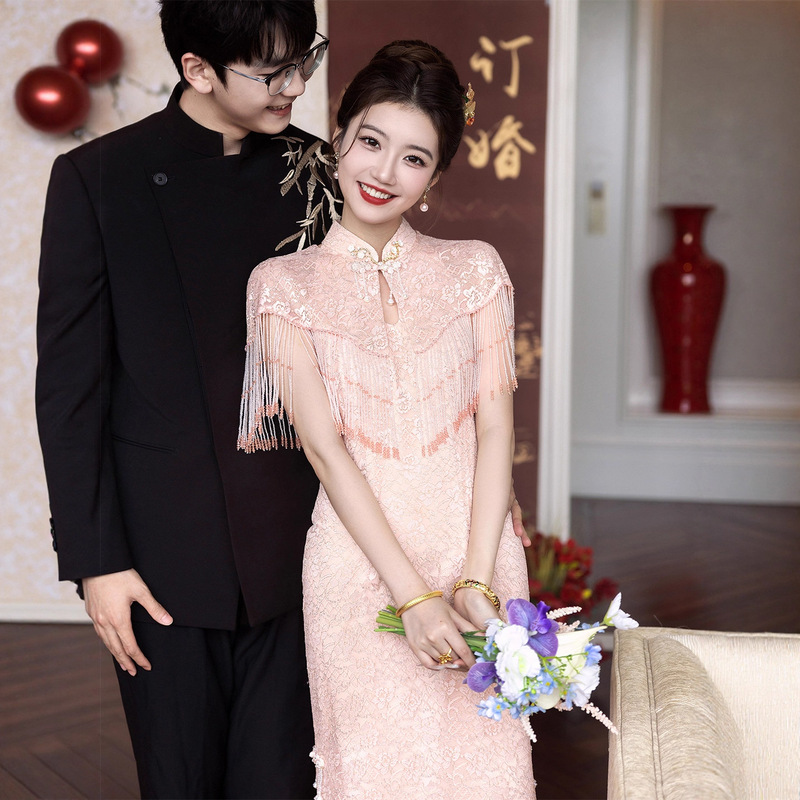 Pink Engagement Cheongsam Toast Dress Bride's New Chinese-Style Wedding Dress 2026 New Model Banquet Elegant Homecoming Thank You