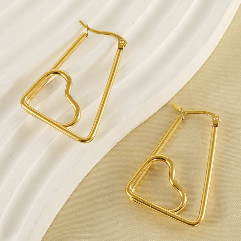 Minimalist Titanium Heart Drop Earrings - Elegant Stainless Steel_voghion.com