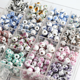 Jewelry accessories blue and white ceramic beads and pearls Jingdezhen applique beads DIY material bracelet handmade accessories wholesale