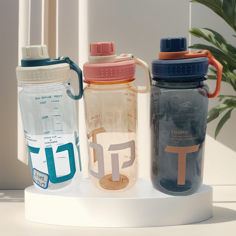 Taza de agua de plástico Sansheng para hombres y mujeres de gran capacidad 1000ml portátil conveniente deportes hervidor estudiante taza de ocio al aire libre