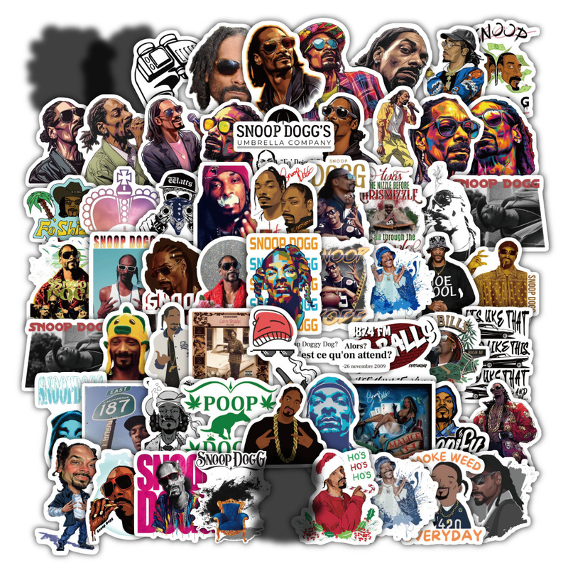 60 Pieces of Snoop Doggy Dogg American Stickers West Coast Hip-hop Rap Snoopy Desktop Waterproof Stickers