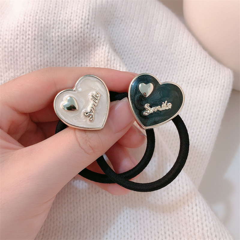 Coreano simple amor letras anillo de pelo de banda de goma de alta elasticidad bola cabeza cabello de cola de cabello cuerda de cabello duradera adornos de cabello