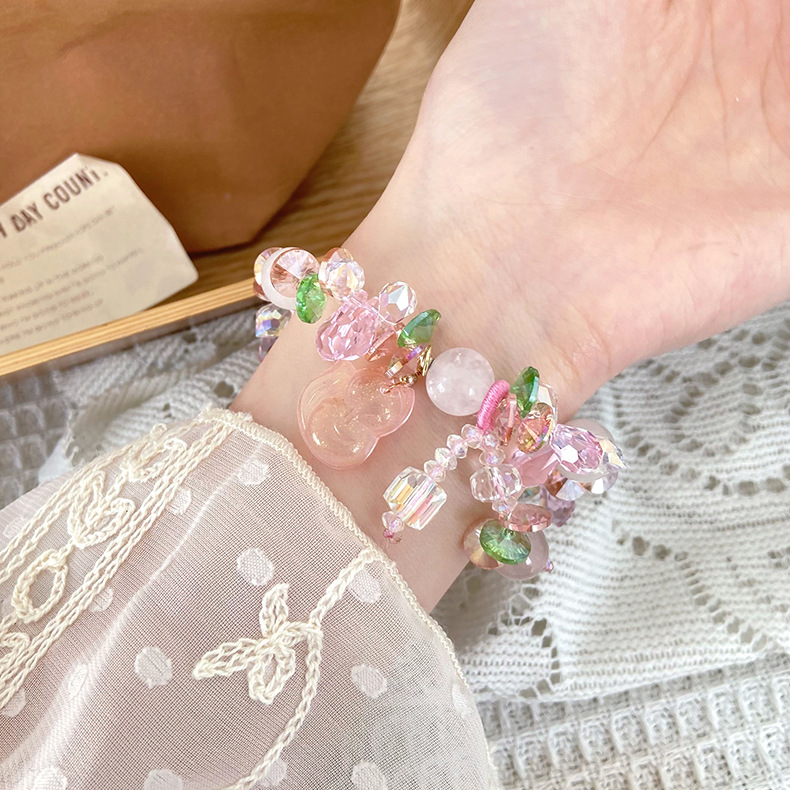 Daily Occasion Artificial Crystal, natural stone Material Gourd Pattern 1 Piece Fairy Style Gourd Artificial Crystal Natural Stone Beaded Women's Bracelets