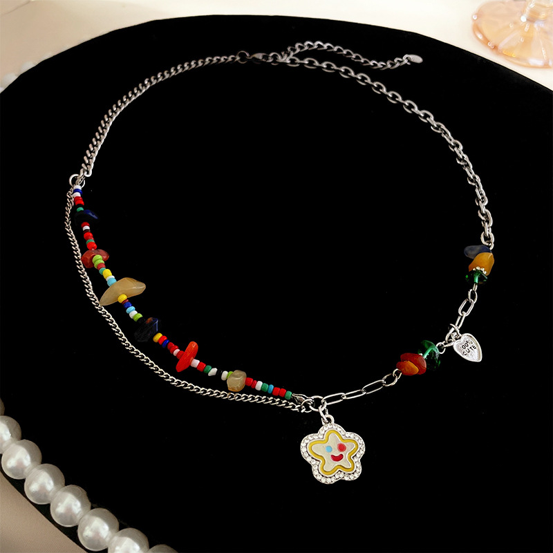 Layered Necklaces Classification 1 Piece Quantity Casual Heart Shape Alloy Beaded Plating Inlay Resin Women's Layered Necklaces