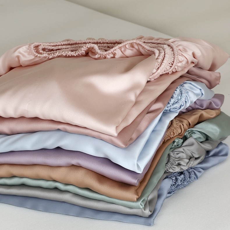High-end 100-piece Tencel bed hat single-piece solid color summer cool ice silk bedspread three-piece silky naked sleeping bed sheet