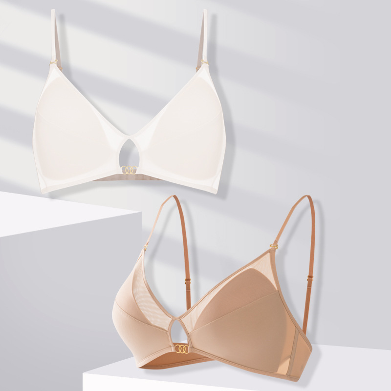 Simple light luxury fashion women's bra sexy deep U plus size underwear bra suit luxury elegant women's underwear
