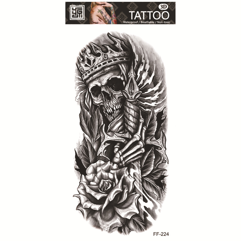 Yuanhua fábrica de pegatinas de tatuaje a prueba de agua en stock al por mayor cabeza de Lobo tótem texto árabe tatuaje pegatinas suministro transfronterizo