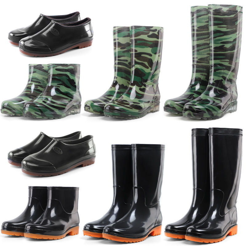 Rain shoes Four seasons High cylinder wear-resisting non-slip Dichotomanthes bottom Low man Boots In cylinder work Short tube Water shoes Cross border