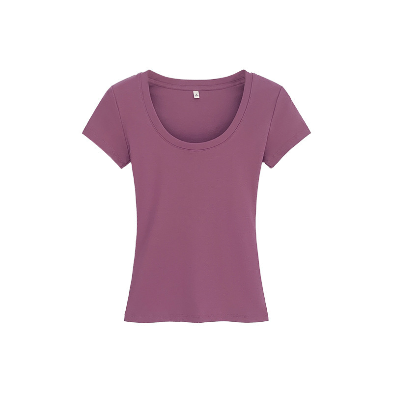 ヨーロッパスタイルの女性用右肩スリム半袖Tシャツ2025年夏新作ニッチファッションスタイルスリムトップボトリングシャツ|undefined