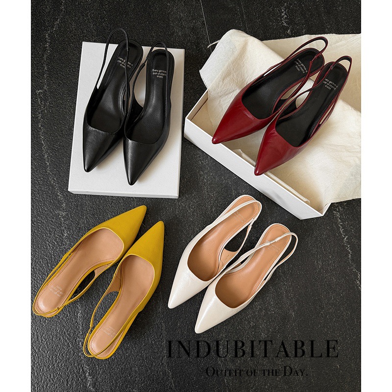 Sandal cao gót nữ mũi nhọn quai hậu dây khóa, gót nhọn 9 cm — đen chi tiết 5