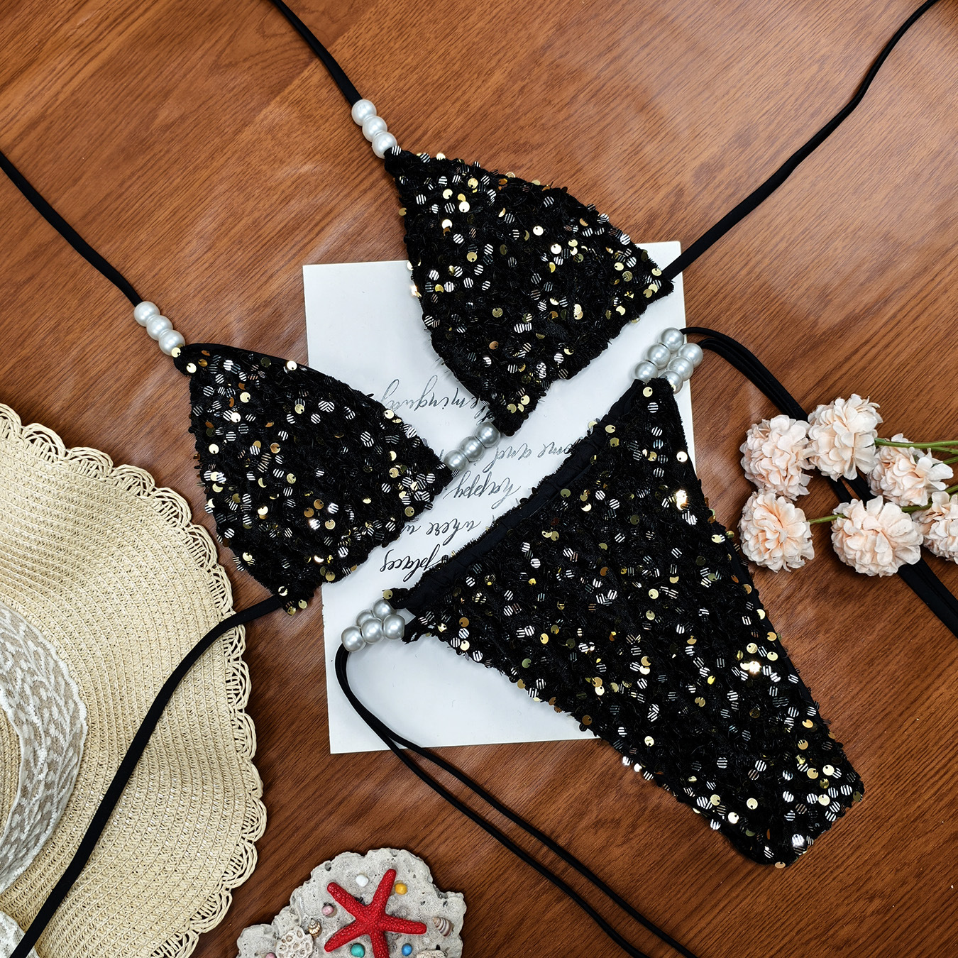 New Gradient Sequin Bikini Strap Two-Piece Swimsuit Cross-Border Fashion Swimsuit Beach Vacation Stage Bikini