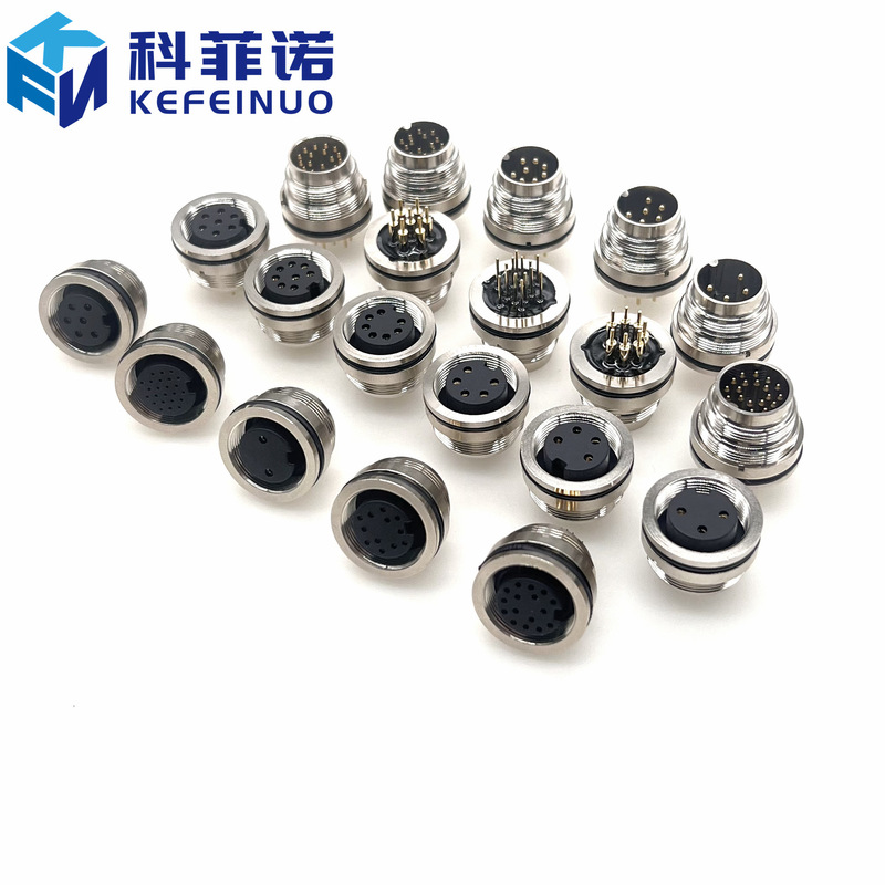 M16 front and rear panel-mounted PCB insert-type waterproof connector, 2P-24 core sensor circular connector M16 front and rear panel-mounted PCB insert-type waterproof connector, 2P-24 core sensor circular connector