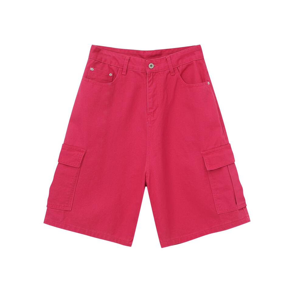 Quần short denim nam ống rộng ống đứng lửng 5 tấc phong cách Hàn, form rộng rãi dễ phối đồ — Hồng đào, Màu be nhạt, Màu cà phê, Trắng be