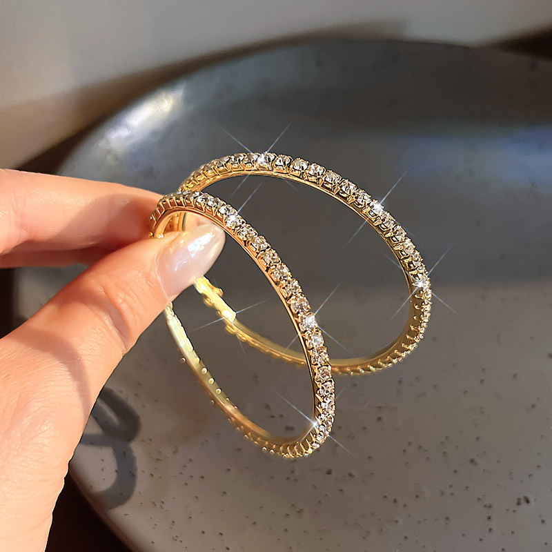 골든 지르콘 스파클링 다이아몬드 귀걸이 버클-5.4CM