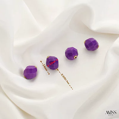 Inlaid with natural amethyst, plated with Zərgərlik ara hissələri - gold-natural-purple-mica-spacer-bead-1-piece
