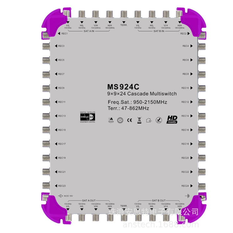 Мультисвитч спутниковый MS924C/E, 9 входов, каскадирование/терминация