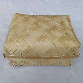 复古竹编中秋节月饼包装礼盒 茶叶桶竹盒收纳竹筐带盖婚庆收纳盒