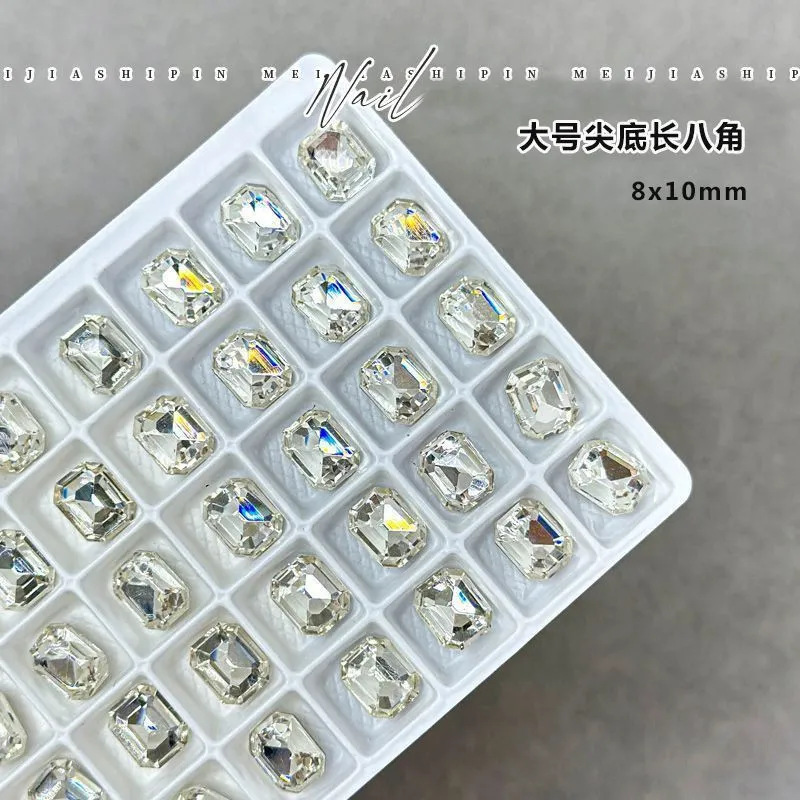 Trendy Nail Art Diamond Sparkling Premium Rectangular Octagonal Rhinestones with Pointed Bottoms Mixed-Shaped Decorations for Nails Popular Transparent Design Trendy Nail Art Diamond Sparkling Premium Rectangular Octagonal Rhinestones with Pointed Bottoms Mixed-Shaped Decorations for Nails Popular Transparent Design