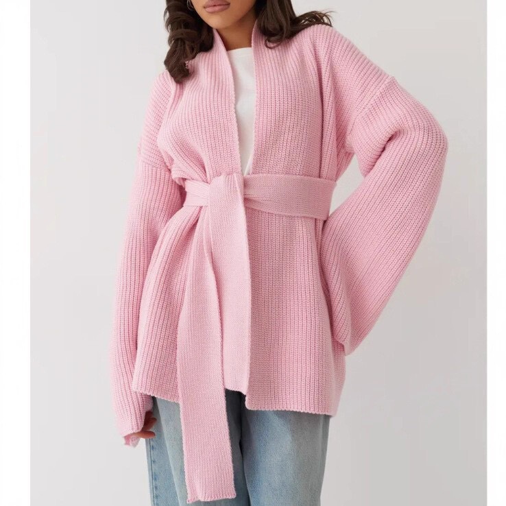 Russian Sweater Autumn and Winter New Style Loose Lazy Style Belted Knitted Cardigan Jacket Exclusively for Cross-Border Sales Russian Sweater Autumn and Winter New Style Loose Lazy Style Belted Knitted Cardigan Jacket Exclusively for Cross-Border Sales