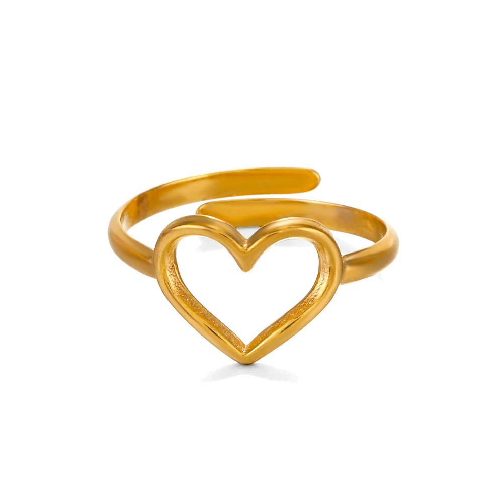 Brand fashionable universal ring stainless steel heart shaped, European style, 18 carat, wholesale