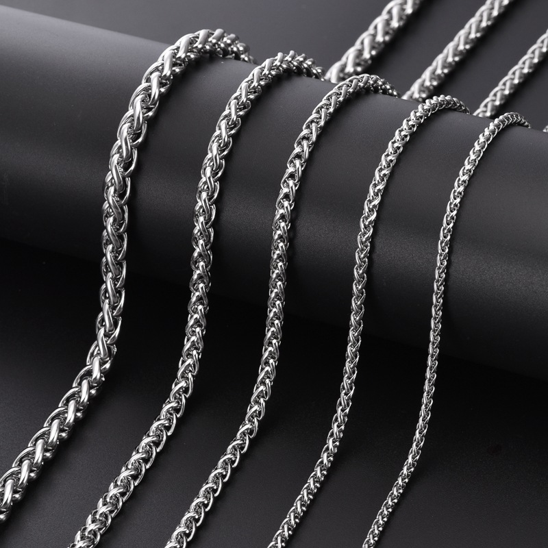 Stainless Steel Chain Necklace Fashion Simple Versatile DIY Titanium Steel Plain Chain Basket Chain Fade-Resistant Pendant Accessory Chain