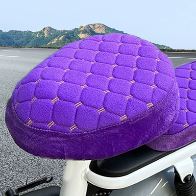 Electric car cushion fleece-lined Thickened Yadi Emma Electric - purple-round-head-front-seat-cover