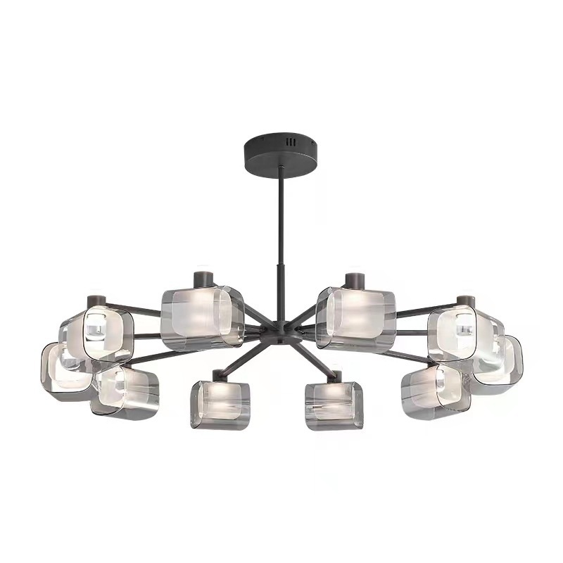 Lámpara de la sala de estar minimalista italiana, lujo nórdico, diseño de atmósfera de vidrio de cobre de alto nivel, iluminación de dormitorio del salón